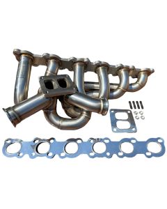 T4 6 Port Head Top Mount Turbo Manifold Dual Wastegate FITS 21+ Supra GR A91 MK5