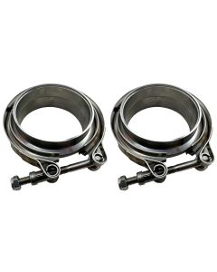 2 3.5" Inch Steel V Band VBand V-Band Clamp 4 Flanges Turbo Exhaust Outlet Pipe