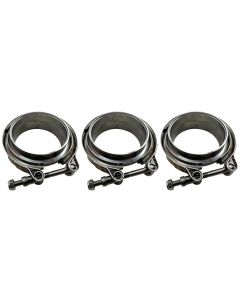 3 Pc Exhaust Turbo 3.5" inch V-band Clamp Male Female Flange Kit Stainless Steel