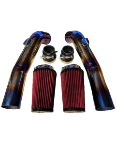 Titanium 77mm Dual Cold Air Intake System for R35 GT-R GTR VR38DETT 3.8 V6 Turbo