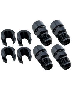 4 Black AN6 6AN Fuel Line Adapter Fittings to 3/8" Female fits GM Quick Connect