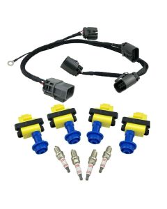 4 Pc IGNITION COIL PACKS + WIRE HARNESS LOOM for SILVIA S13 180SX CA18DET PULSAR