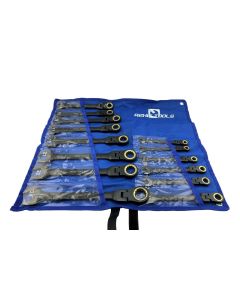 14pc Flex Head Ratcheting Combination Wrench Set Metric 8 to 17mm 19 21 22 24 mm