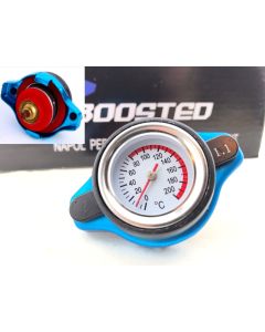 JDM Performance Radiator Cap 1.1 Bar 16 PSI Pressure Rating w/ Temperature Gauge