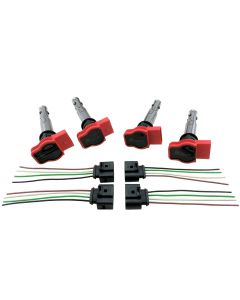 4 Performance Ignition Coil Packs w/ Harness Pigtails & 4 PIN Connector Plugs for R8 to Custom Conversion European & JDM Applications