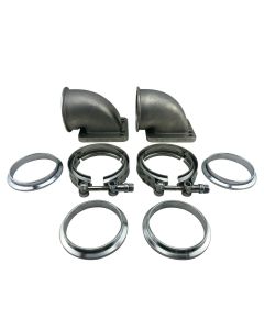 3" Vband 90 Degree Cast Elbow Adapter Flanges + V-Band Clamps 2 Pc T4 & T3 Turbo