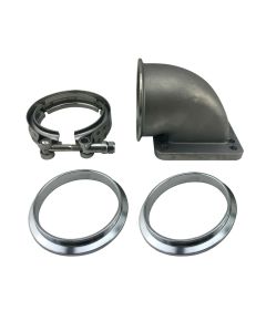 3 Inch V Band T3 & T4 Turbocharger Cast Stainless 90 Degree Elbow Adapter Flange