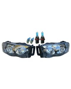 Euro Clear Corners Black Headlights Head Lights Set for 02-05 Ram 1500 2500 3500