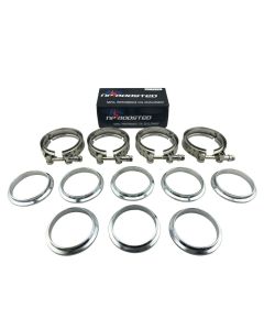 3" V band V-Band Stainless 4 Clamps & 8 Flanges for Exhaust Downpipe Intercooler