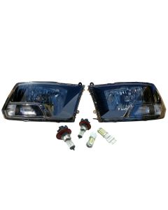 Black Headlights Lamps Head Light LH RH Pair for 09-18 Dodge Ram 1500 2500 3500