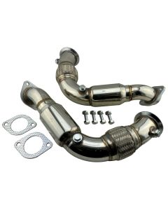 STAINLESS STEEL TURBO ELBOW DOWNPIPE EXHAUST FOR 2008-2014 X6 X5 550i 650i 750i B7 N63B44 N63 4.4L V8 TT