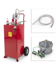 30 Gallon Gas Caddy Tank Storage Drum Gasoline Diesel Fuel Transfer Wired Hose