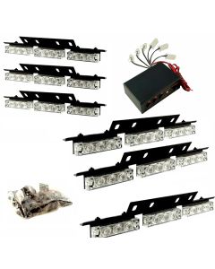 54 LED Car Truck Strobe Emergency Warning Light for Deck Dash Grill White Amber