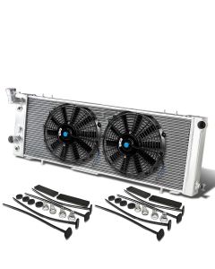 3-Row Full Aluminum Racing Radiator+2X 10"Fan Fits 91-01 Cherokee Comanche I4/I6