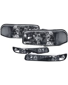 Smoke Tinted Headlight Clear Signal+Bumper for GMC Yukon Sierra 1500 2500 GMT800