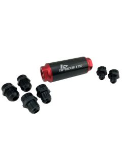 Hi Flow 40 Micron Billet Aluminum 44mm Inline Fuel Petrol Filter AN6 AN8 AN10 AN