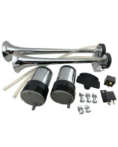 Universal Dual Air Horns Loud 12V 145db Twin Trumpet 2 Compressor Car Truck Boat