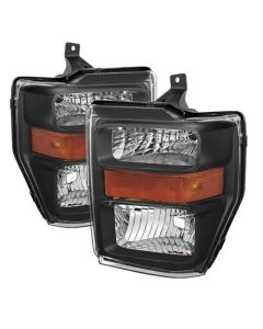 Ford 08-10 F250 F350 F450 F550 SuperDuty Black Housing Replacment Headlights