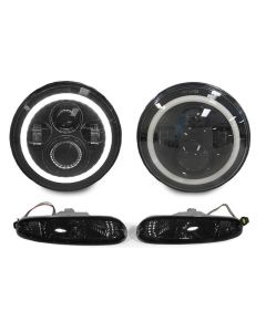 Full LED Headlight H6024+Smoke Bumper Signal Light For 1990-1997 Mazda Miata MX5