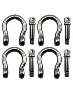 M10 4 Pcs 1.25" Wide D Shackle 316 Stainless Steel Mooring Buoy Rigging Bow Tow