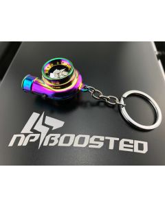 Neochrome color Spinning Racing Turbo Turbine Keychain Key Chain key Ring / Real TURBO NOISE!! Blades Actually SPIN!! - Never Lose those Keys Again!!